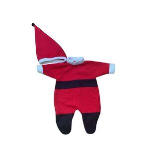Vintage Lil Dreamer Newborn Santa Outfit Red Black Quilted Baby Christmas